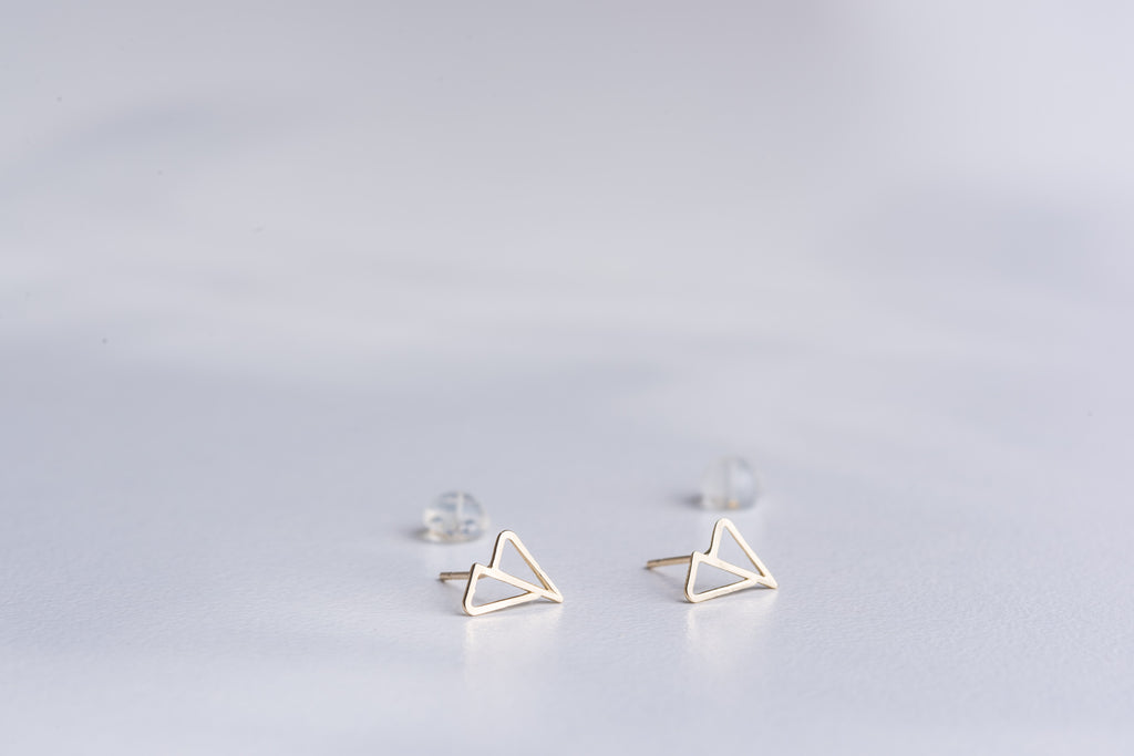 14k gold filled origami stud earrings