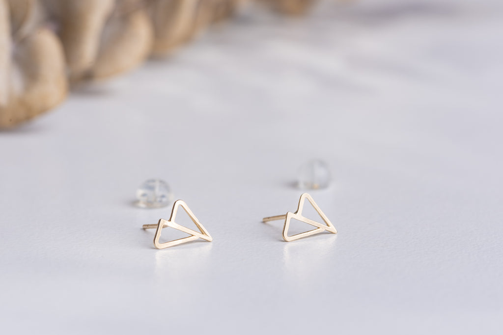 gold filled origami stud earrings