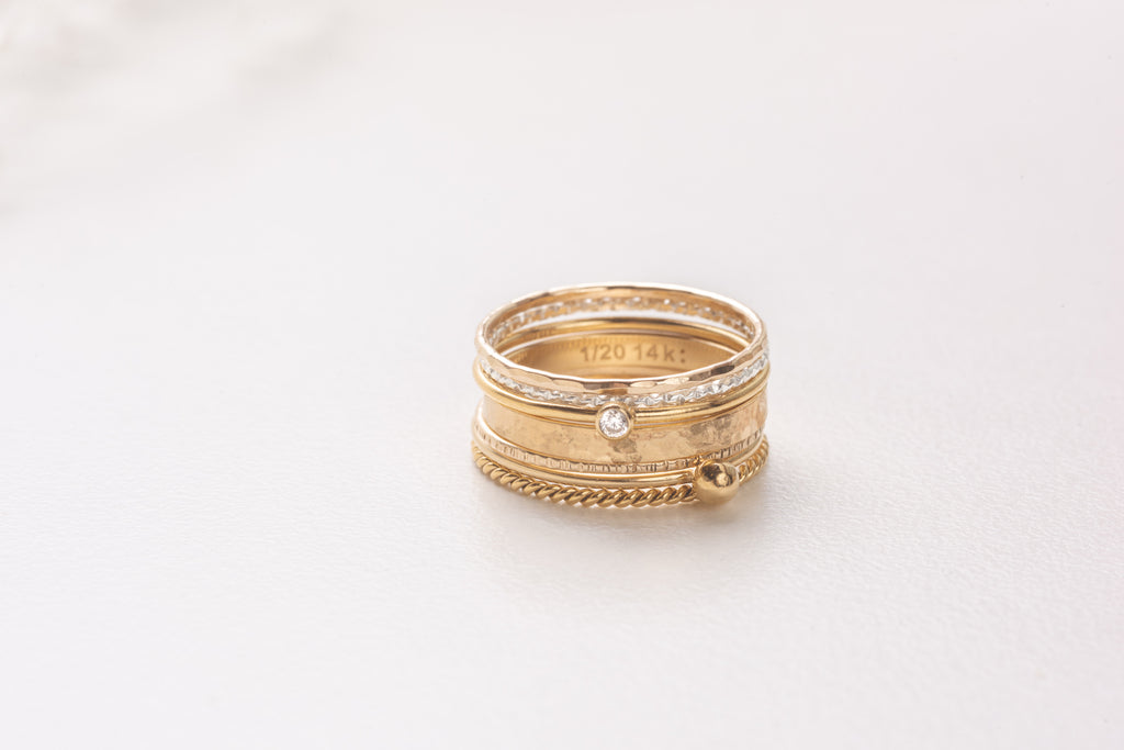 gold filled 925 7 ring set