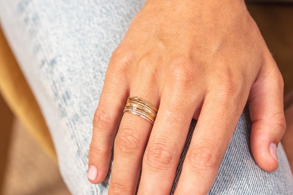 white zircon 7 ring set